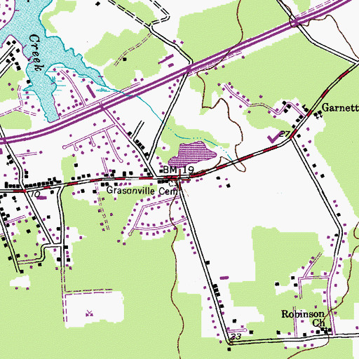 Topographic Map of Grasonville Cemetery, MD
