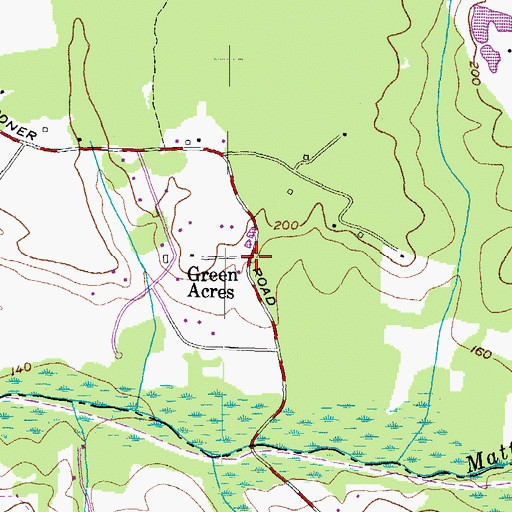 Topographic Map of Green Acres, MD