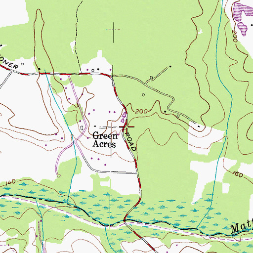 Topographic Map of Green Acres, MD