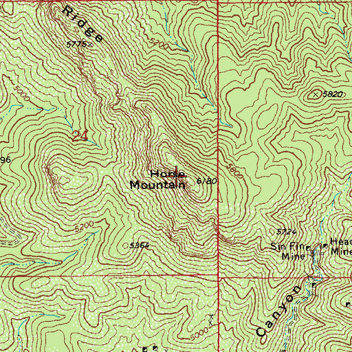 Topographic Map of Horse Mountain, AZ