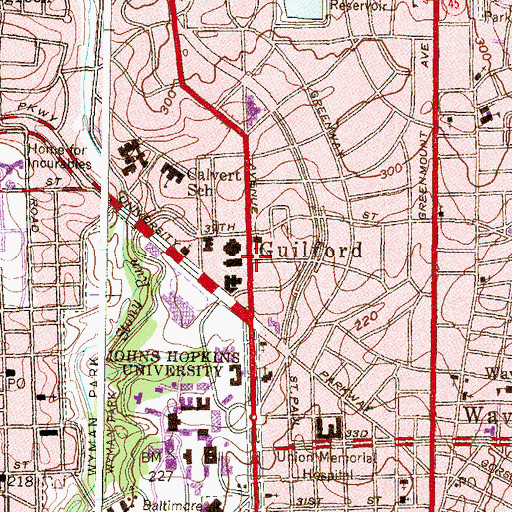 Topographic Map of Guilford, MD