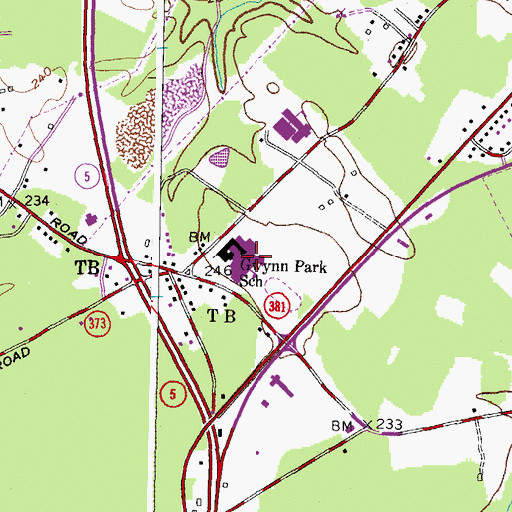 Topographic Map of Gwynn Park High School, MD