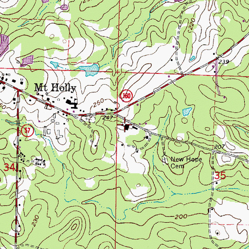 Topographic Map of Mont Holly Elementary School, AR