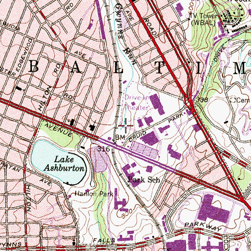 Topographic Map of Gwynns Run, MD
