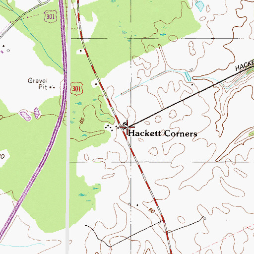 Topographic Map of Hackett Corners, MD