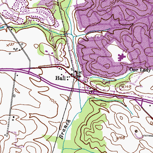Topographic Map of Hall, MD