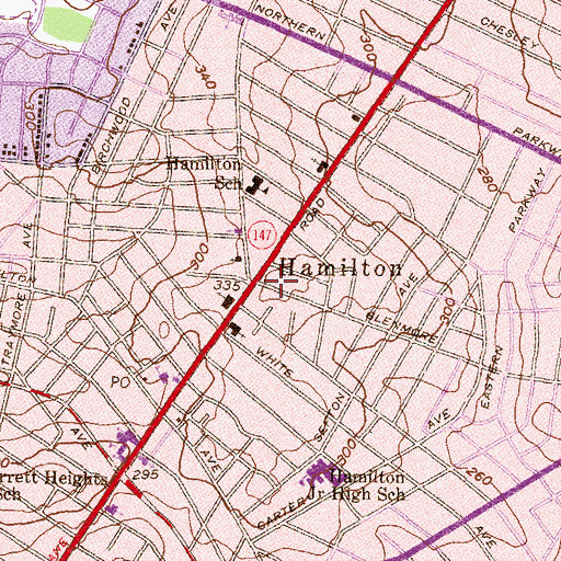 Topographic Map of Hamilton, MD