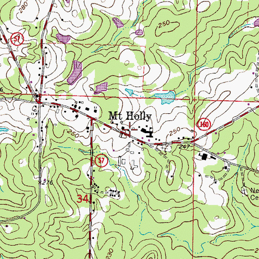 Topographic Map of Mount Holly High School, AR