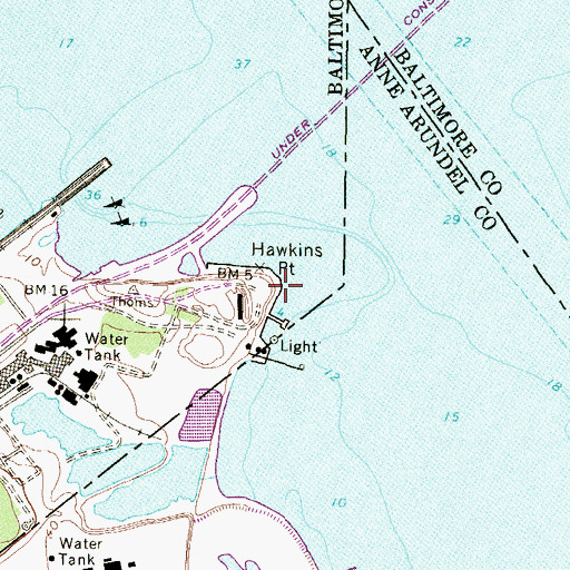 Topographic Map of Hawkins Point, MD