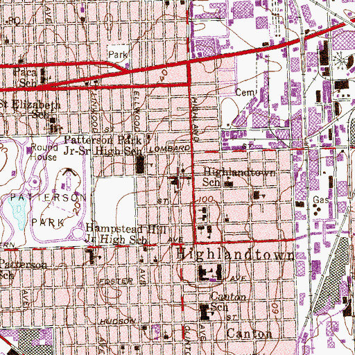Topographic Map of Highlandtown Elementary / Middle School Number 215, MD