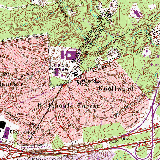 Topographic Map of Hillandale Church, MD