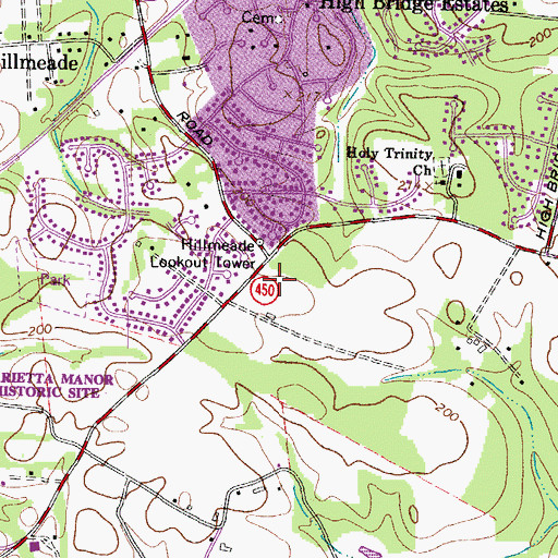 Topographic Map of Hillmeade Lookout Tower, MD