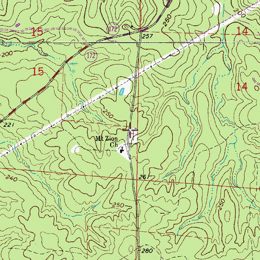 Topographic Map of Mount Zion Cemetery, AR