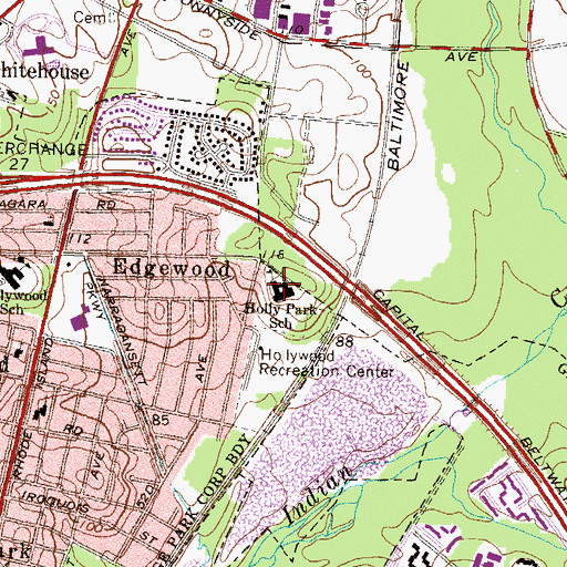Topographic Map of Holly Park School, MD