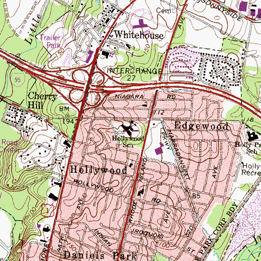 Topographic Map of Hollywood Elementary School, MD