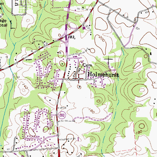 Topographic Map of Holmehurst, MD