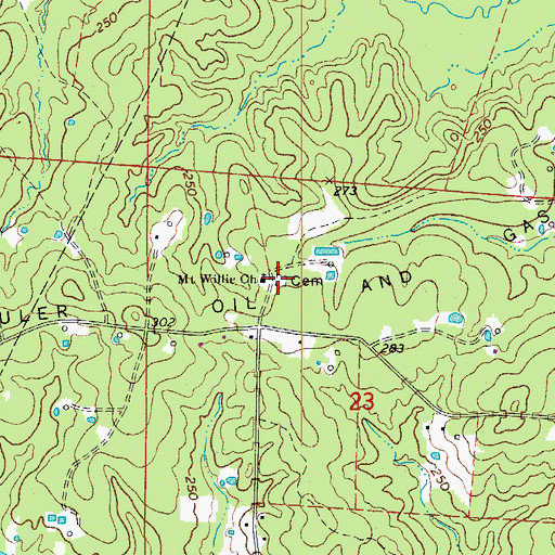 Topographic Map of Mount Willie Cemetery, AR