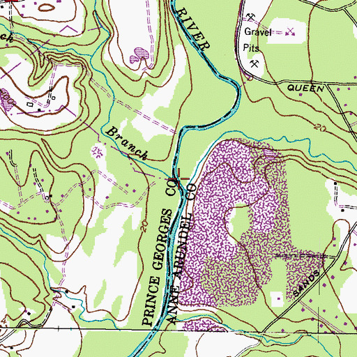 Topographic Map of Honey Branch, MD