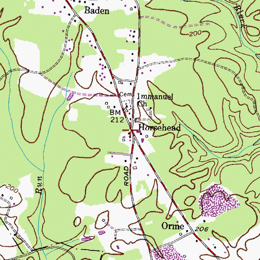Topographic Map of Horsehead, MD