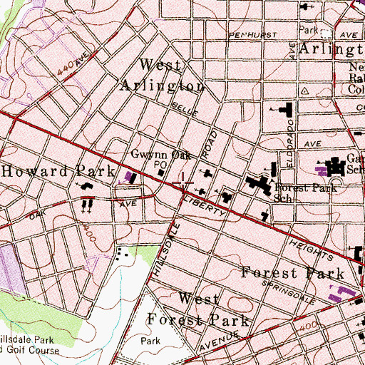 Topographic Map of Howard Park, MD