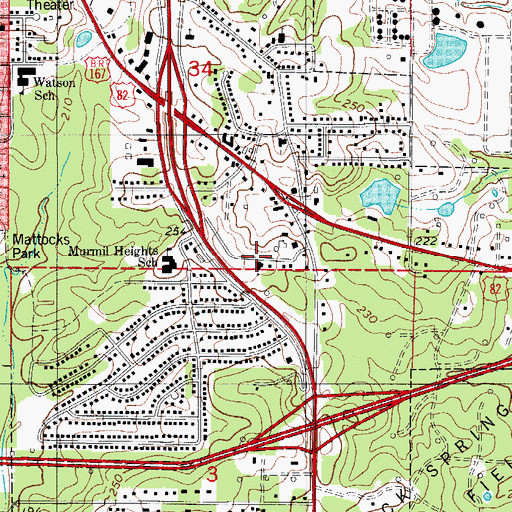 Topographic Map of Murmill Baptist Church, AR