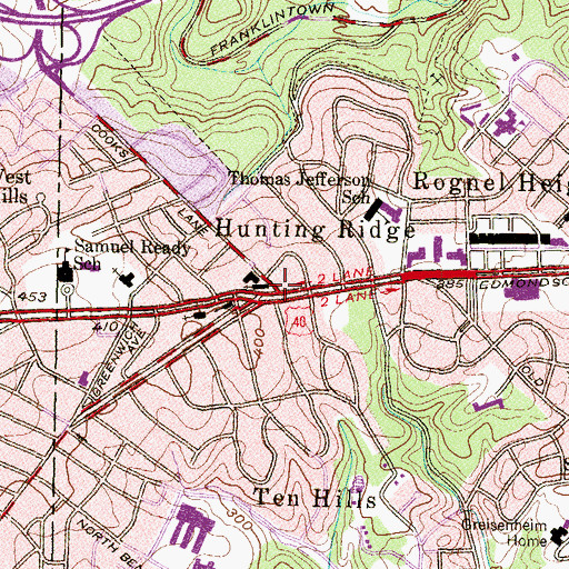 Topographic Map of Hunting Ridge, MD