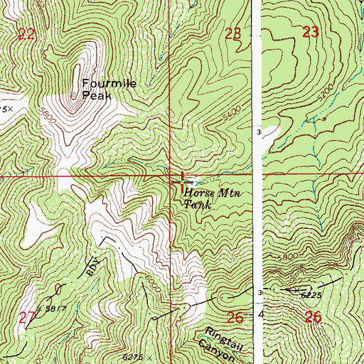 Topographic Map of Horse Mountain Tank, AZ