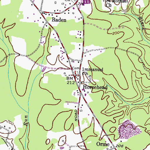 Topographic Map of Immanuel Church, MD