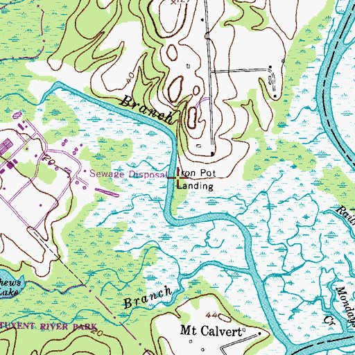 Topographic Map of Iron Pot Landing (historical), MD