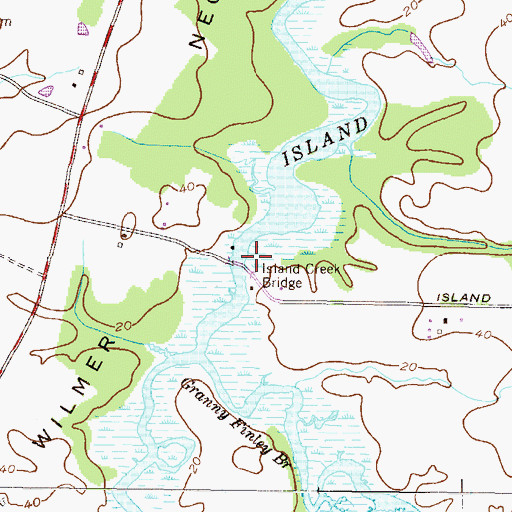 Topographic Map of Island Creek Bridge, MD
