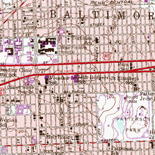 Topographic Map of Commodore John Rodgers Elementary / Middle School, MD