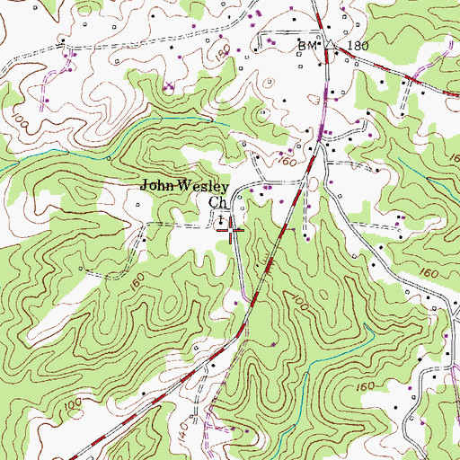Topographic Map of John Wesley Church, MD