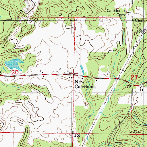 Topographic Map of New Caledonia, AR