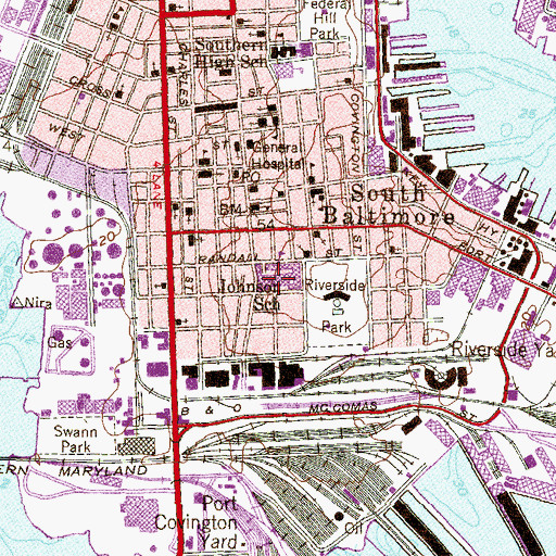 Topographic Map of Thomas Johnson Elementary - Middle School, MD