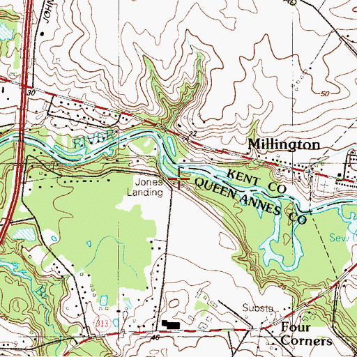 Topographic Map of Jones Landing, MD
