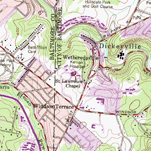 Topographic Map of University of Maryland Rehabilitation and Orthopaedic Institute, MD