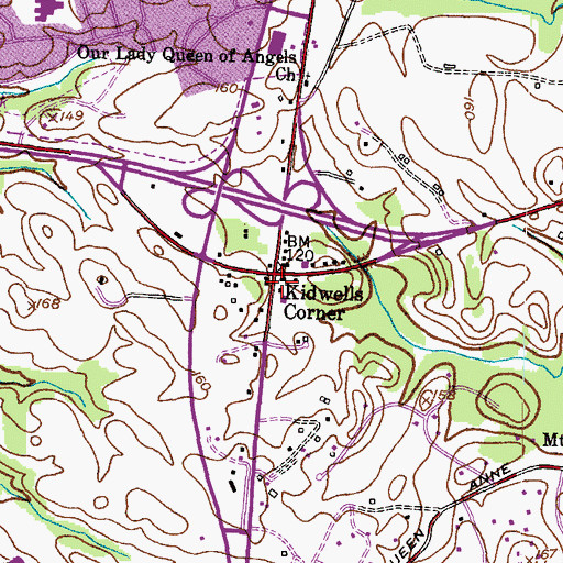 Topographic Map of Kidwells Corner, MD