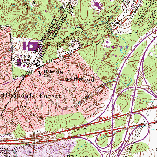 Topographic Map of Knollwood, MD
