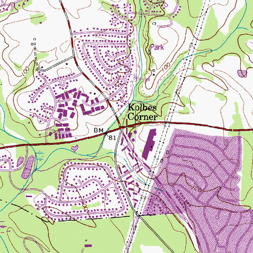 Topographic Map of Kolbes Corner, MD