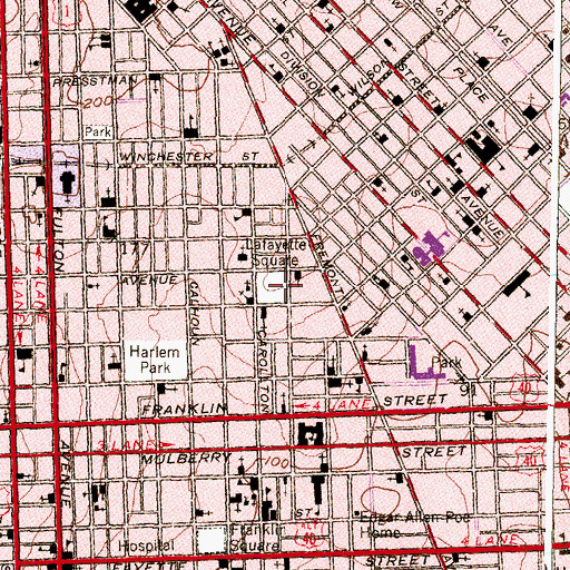 Topographic Map of Lafayette Square, MD