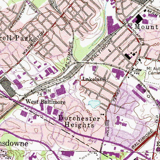 Topographic Map of Lakeland, MD