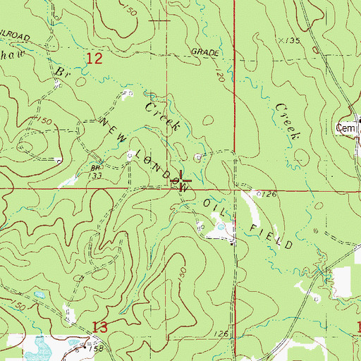 Topographic Map of New London Oil Field, AR