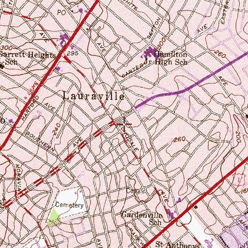 Topographic Map of Lauraville, MD