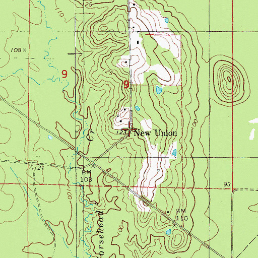 Topographic Map of New Union, AR