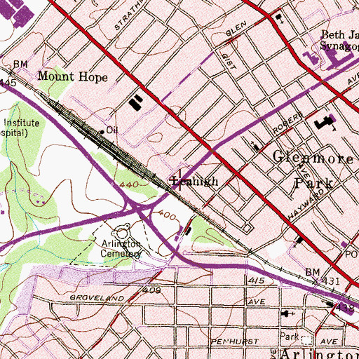 Topographic Map of Leahigh, MD