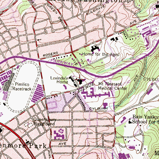 Topographic Map of Levindale Home, MD