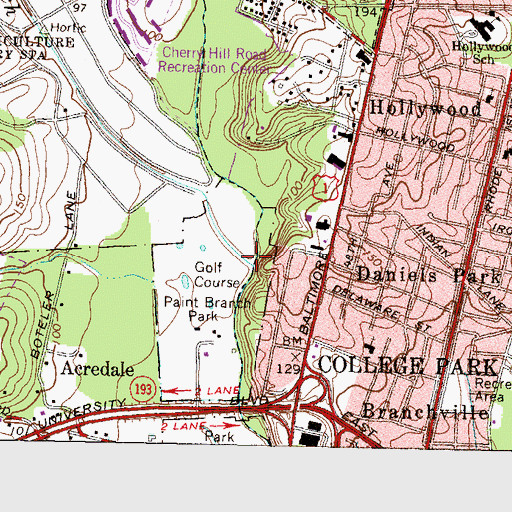Topographic Map of Little Paint Branch, MD