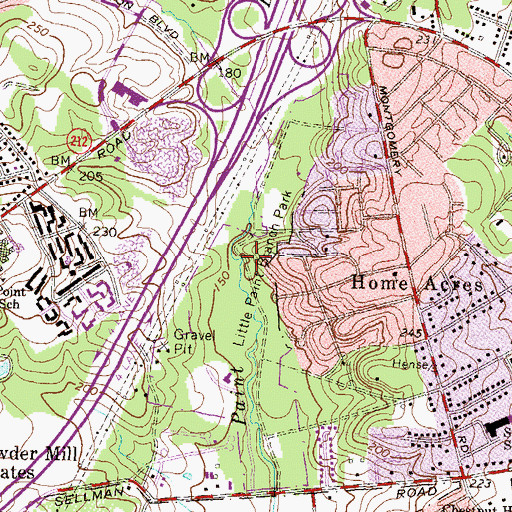 Topographic Map of Little Paint Branch Park, MD