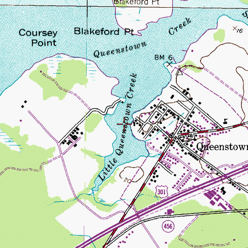 Topographic Map of Little Queenstown Creek, MD