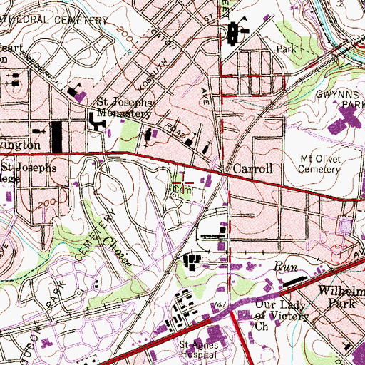 Topographic Map of Loudon Park National Cemetery, MD